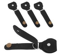 POPETPOP Lot de 4 Sangles de Tête de Manche en PU Noir Antidérapantes avec Étui à Médiators pour Guitare Acoustique Basse Électrique et Ukulélé - Accessoires Polyvalents pour Musiciens