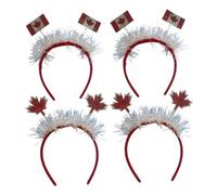 POPETPOP Lot de 4 Serrage-Têtes de Festival Drapeau Canadien et Feuilles d'Érable Rouges Accessoires de Fête pour Carnaval et Célébrations