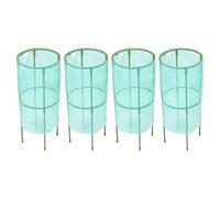 POPETPOP Lot de 4 Sets de Cages de Protection pour Plantes Grimpantes Film Plastique Pliable Ø24 CM X H55 CM Bâche Coupe-Vent Résistante au Gel pour Potager et Pépinière Protection