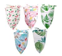 POPETPOP Lot de 5 Bandanas Triangulaires pour Animaux de Compagnie Serviettes de Salive en Tissu Doux Motifs Tropicaux Colorés Accessoires Textiles pour Chiens et Chats Taille Unique