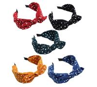 POPETPOP Lot De 5 Bandeaux Noués En Tissu Pois, Taille Unique, Serrage-tête Colorés Pour Filles Et Femmes, Accessoires Cheveux Pour Fête Et Cosplay, Assortiment Jaune Noir Rouge Bleu Vert