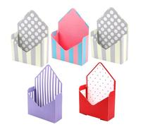 POPETPOP Lot de 5 Boîtes d'Emballage en Papier d'Enveloppe Motifs Pois Rouges Pois Beige Rayures Violettes et Bleu Rose pour Emballage de Fleurs Bouquets et Décoration Magasin