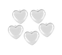 POPETPOP Lot de 5 Boules Décoratives en Plastique Transparent de Cœur 12 CM pour Emballage Présent et Loisirs Créatifs Ornements de Saint-Valentin Polyvalents et Légers