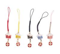 POPETPOP Lot de 5 Breloques pour Téléphone Portable en Céramique Chat, Pendentifs Colorés Jaune Noir Rouge Rose Bleu, Mini Charme Porte-clés Décoratif, Accessoires pour Smartphone et