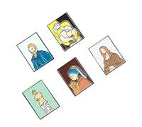 POPETPOP Lot de 5 Broches en Alliage Émaillé, Épingles à Poitrine de Style Dessin Animé, Motifs Portraits D’artistes Célèbres, Accessoires Décoratifs pour Vêtements, Paquet et Costumes,