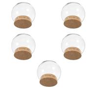 POPETPOP Lot de 5 Cloches en Verre Transparentes Ø10 CM avec Bouchon en Liège Porte-Fleurs en Verre pour Décoration Intérieure Couverture Délicate pour Fleurs Immortelles Bureau et