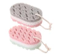 POPETPOP Lot de 5 Éponges de Bain Exfoliantes Réutilisables en Éponge avec Corde en Coton, Douces et Sûres pour Peau Sensible, Nettoyage Corporel