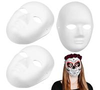 POPETPOP Lot de 5 Masques Vierges Blancs à Décorer pour Femmes Masque en Résine et Pulpe 21x17 Cm D'halloween et Cosplay DIY pour Fêtes et Déguisements Adultes