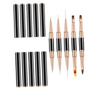 POPETPOP Lot De 5 Stylos Pinceaux à Dessin Double Embouts 12 Cm Noir Rose Doré Pour Nail Art Professionnels Outils Manucure Autocollants Décoration Ongles Créatifs