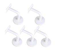 POPETPOP Lot de 5 Supports Muraux pour Main Courante en Acier Inoxydable Massif Finition Blanche Modèle Coudé 60X60 MM Accessoires de Fixation pour Rampe d'Escalier Usage Intérieur et