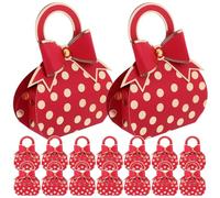 POPETPOP Lot de 50 Boîtes à Dragées en Papier Rouge Poignée, Boîte Présent Créative pour Fête D'anniversaire, Décoration Adorable Grand Nœud Papillon