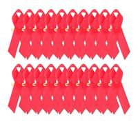 POPETPOP Lot de 50 Rubans Rouges en Polyester Épingles pour Sensibilisation Sida, Décoration Unique pour Paquet et Écharpes Lors D'événements de Collecte de Fonds