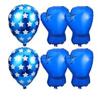 POPETPOP Lot de 6 Ballons Décoratifs de Moufles de Boxe Bleus et Paquet de Sable pour Fête d'Anniversaire Garçon Ballons Gonflables Résistants pour Décoration Thème Boxe