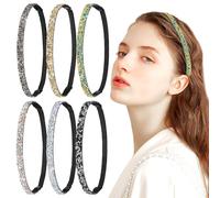 POPETPOP Lot De 6 Bandeaux Élastiques Fins à Strass Multicolores, Serrage-têtes Scintillants Pour Femmes, Accessoires Cheveux Légers Et Confortables, Coiffures De Fête Et Usage Quotidien