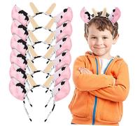 POPETPOP Lot De 6 Bandeaux En Peluche Cornes De Vache, Taille Garçon Et Filles, Accessoires Coiffure Joyeux Pour Filles, Décoration Festive D’anniversaire Et Réunions Familiales