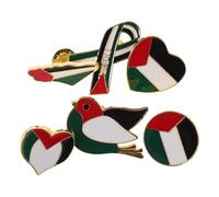POPETPOP Lot de 6 Broches Drapeau Palestine en Alliage Insignes Cœur Rond et Oiseau Accessoires Décoratifs pour Chemise Chapeau et Paquet à Dos Symbole de Paix et Identité