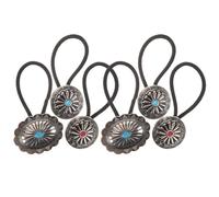 POPETPOP Lot de 6 Élastiques à Cheveux Bohèmes en Alliage et Imitation Turquoise Fleurs Citrouille pour Femmes, Style Western Vintage, pour Aventures en Plein Air