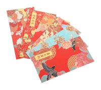 POPETPOP Lot de 6 Enveloppes Rouges Amulette Impression Colorée et Dorure à Chaud Papier Doux et Résistant Format Standard pour Nouvel An Chinois Mariage et Fête du Printemps