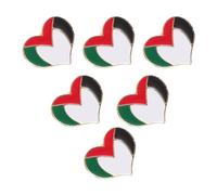POPETPOP Lot de 6 Épingles Drapeau Palestine en Alliage, Broches Cœur Résistantes la Décoloration, Accessoires Faciles à Porter pour Sac et Chapeaux