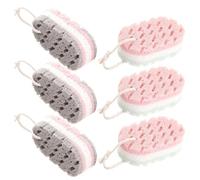 POPETPOP Lot de 6 Éponges de Bain Exfoliantes en Filet 3 Vert-blanc-rose 3 Gris-blanc, Double Face Douce et Abrasive, Éponge de Mousseuse pour Nettoyage Corporel et Peau Sensible