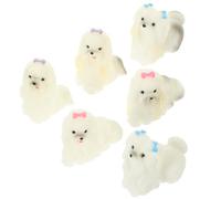 POPETPOP Lot de 6 Figurines Miniatures de Chiens en Résine Statuettes Réalistes de Chiots Décoration Créative pour Bureau et Voiture Accessoires DIY pour Collection et Micro-Paysage