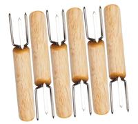 POPETPOP Lot de 6 Fourchettes à Maïs Inox Portables, Aiguilles Robustes Poignée Ergonomique, Accessoires Barbecue Réutilisables Cuisine Extérieure, Camping et Grillades