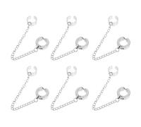 POPETPOP Lot de 6 Manchettes D’Oreille en Acier Titane Boucles Pendantes Noires Style Coréen Bijoux sans Perçage Chaîne de Manchette D’Oreille pour Femmes et Adolescentes Accessoire