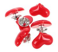 POPETPOP Lot de 6 Set de Broches de Cœur Rouge Petite Taille, Épingles de Poitrine Décoratives pour Femme, Accessoires Saint-valentin, Broches pour Vêtements et Col, Pins Élégants