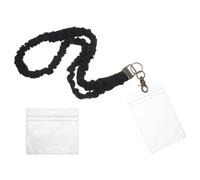 POPETPOP Lot de 6 Set de Cordons Élastiques Noirs pour Badges D'identification, Lanières Extensibles en Polyester Doux, Porte-clés et Porte-cartes Intégrés, pour Bureau, École et Usage
