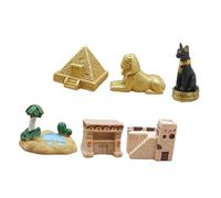 POPETPOP Lot De 6 Set De Figurines Égyptiennes Antiques Décoration Pyramide Égyptienne en Résine Colorée Ornement De Bureau Multifonctionnel pour Collectionneurs Et Scène Historique Désertique