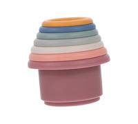 POPETPOP Lot De 7 Tasses Empilables en Silicone Colorées pour Bébé, Jouet De Bain Éducatif, Taille Adaptée Aux Tout-Petits, Stimulant La Motricité Fine Reconnaissance des Couleurs, pour Bain Et Jeu