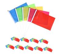 POPETPOP Lot de 75 Mini Drapeaux Colorés sur Bâtons 20 X 28 Cm, Drapeaux à Main Rouge Jaune Bleu Vert Rose pour Fête, Carnaval, Décoration Extérieure et Anniversaire DIY