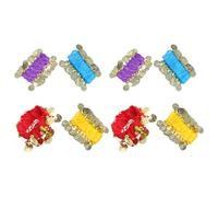 POPETPOP Lot de 8 Bracelets de Danse Orientale Femme avec Pièces de Monnaie Accessoires de Costume de Danse du Ventre Bracelets Extensibles en Tissu Multicolore pour Spectacles et Fêtes