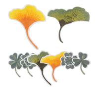 POPETPOP Lot de 8 Écussons Brodés Auto-Adhésifs Feuilles de Ginkgo et Trèfle Dégradé Couleur Patchs Autocollants en Polyester Résistant Assortis pour Vêtements Paquet et Chaussures