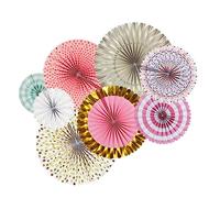 POPETPOP Lot De 8 Éventails Pliables en Crêpe Vert pour Décoration De Fête De Pâques Décorations De Mariage À Suspendre Décorations De Festival en Papier Doré