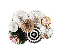 POPETPOP Lot De 8 Éventails Pliables en Papier Crépon De Style Chinois Décorations De Fête Blanches Et Pliables Couleur Pastel Jaune Et Bleu