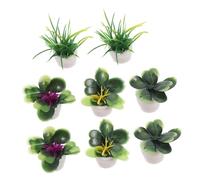 POPETPOP Lot de 8 Mini Plantes D'intérieur Artificielles pour Maison de Poupée, Mini Bibelots Décoratifs, Taille Miniature, Ensemble 2 X 4 Pièces, Accessoire Décoration Jardin Intérieur