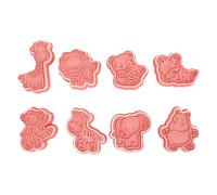 POPETPOP Lot de 8 Moules à Biscuits en Plastique Alimentaire pour Pâtisserie DIY Motifs Animaux Forêt Forme Girafe 3D Coloris Rose pour Cuisson et Décoration Créative des Cookies
