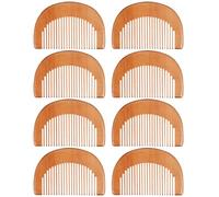 POPETPOP Lot de 8 Peignes Antistatiques en Bois Naturel Mini Peigne Demi-Lune pour Femmes Doux pour Cuir Chevelu Soin Capillaire Quotidien et Voyage