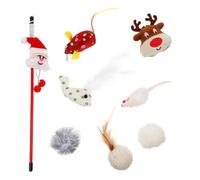 POPETPOP Lot de 8 Set de Jouets de Noël pour Chat en Peluche et Plastique Ensemble Interactif Blanc pour Chat Stimulant la Curiosité pour Divertissement et Exercice Intérieur