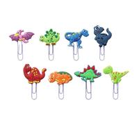 POPETPOP Lot de 8 Trombones de Dinosaure en Pvc, Petits Clips de Documents Colorés, Trombones Mignons pour Papier, Clips Décoratifs pour Bureau et École, Usage pour Mémos Couleur Aléatoire