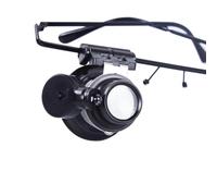POPETPOP Loupe à Support 20x pour Réparation de Montres et Électronique, Légère Serrage-tête de Remplacement en Abs et Métal, Lunettes Loupe Grossissante Noir