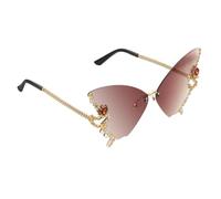POPETPOP Lunettes de Soleil Accessoire Photo Solide sans Monture pour Femmes Vintage pour Design Papillon en Métal et PC Ambiance Estivale Festival Party et Masquerade