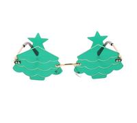 POPETPOP Lunettes de Soleil de Noël Vertes sans Monture en Pc, Forme Arbre | Contour Feuille D’arbre Plat, Confortables pour Hommes et Femmes, de L’éblouissement, Usage Rave