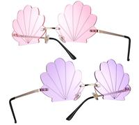 POPETPOP Lunettes de Soleil en Métal Coquillage sans Monture 2 Pcs et 1 PC Design et Polyvalent Accessoires Photo et Fête pour Voyages et Déjeuners L'herbe