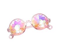 POPETPOP Lunettes de Soleil Kaléidoscopiques en Plastique Rose avec Structure Robuste et Lentilles Arc-en-ciel, pour Festivals et Soirées LED