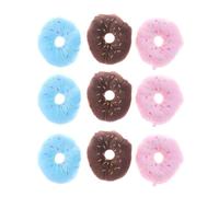POPETPOP Mâcher pour Chien en Peluche Douce Jaune de Donut, Lot de 9 Pièces, Sonore pour Chiots et Animaux Domestiques