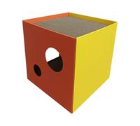 POPETPOP Maison à Chat Cube Jouet à Frotter Orange Griffoir Debout en Sisal pour Chatons pour Amusement Intérieur Rebord de Fenêtre