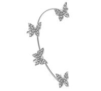 POPETPOP Manchette Oreille Élégante Argentée Sans Perçage Zirconée Boucles Oreilles Femmes Droite Cadeau Quotidien et Fête