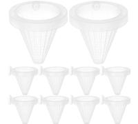 POPETPOP Mangeoire Coniques Ventouse, Entonnoir en Plastique Transparent, Lot de 10 Pièces, Alimentation pour Poissons en Aquarium